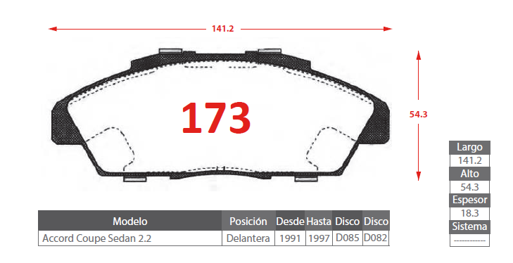 PASTILLA FRENO HONDA 173 DELANTERA - Imagen 2